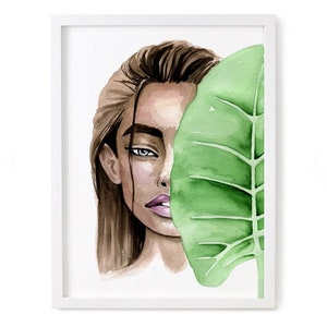 Digital download, Digital Prints, Printable Art, Wall Art Prints, Instant Printable Fashion Illustration Print, Girl, Tropical girl,Tropical