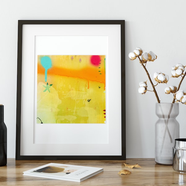 Yellow abstract watercolour painting for a chic modern house. Refine your small Wall art collection and stand up your home with art.