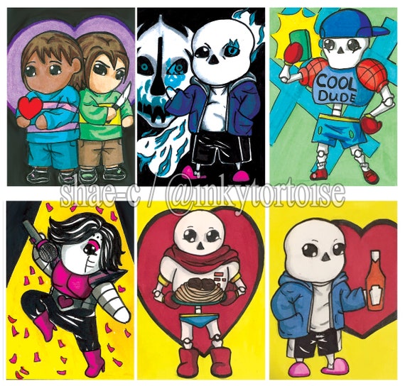 Undertale Chibi Mini Prints Set A Frisk Chara Sans Etsy