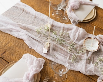 gauze table runner boho wedding lavender color food photography props cheesecloth runner - READY TO SHIP 1-3 days for usa