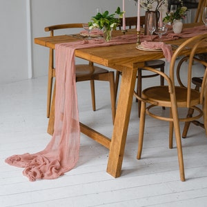 Rustic cheesecloth table runner - RED CLAY, farmhouse table decor,wedding arch,cheesecloth napkins,event table setting,coral red decor