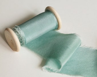 stoffig mint lint bruiloft zijden lint gerafelde rand lint stoffig mint bruiloft decor voor trouwbedankjes bruidsboeket trouwkaarten