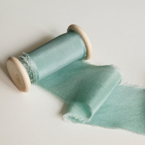 stoffig mint lint bruiloft zijden lint gerafelde rand lint stoffig mint bruiloft decor voor trouwbedankjes bruidsboeket trouwkaarten