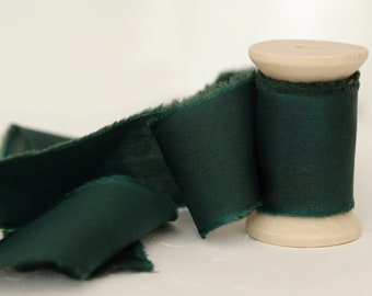 malachite green silk ribbon,dark green ribbon,hand dyed silk ribbon,silk ribbon wedding invitation,bridal bouquet,wedding flatlay styling