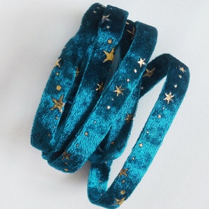 Indigo Samtband Weihnachtsdekor 10 mm 3/8 Zoll glitzer Band zur Geschenkverpackung Weihnachtskranz Urlaub Party Dekorband mit Sternen