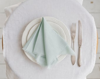 MINT green - wedding napkins, cotton napkins, wedding table decor, mint decor,wedding dinner napkins, raw edges napkins, green event decor