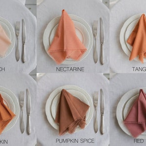 ORANGE fabric napkins,wedding napkins,wedding table decor,PEACH napkins,colored napkins,dinner napkins,event table setting,Eco-friendly