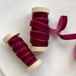 Berry kiss - purple velvet ribbon hand dyed for crafts valentine day decor handmade craft supplies wedding ribbon for wrapping -10 mm