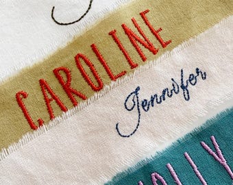 Personalized Name Ribbon with Embroidery, Custom Wedding Place Setting Ribbon
