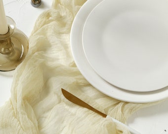 Butter Yellow Gauze Table Runner: Rustic Wedding Decor for Wedding Arch