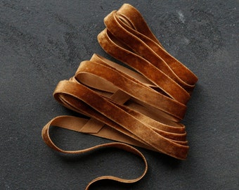 Cinta de terciopelo color óxido con borde rematado, cinta marrón terracota de 3/8'', ramo de novia, cinta de ramo de terciopelo, cinta de terciopelo de boda de 1 cm