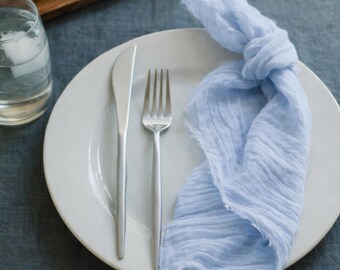 Muslin Cloth Napkin, Blue Cheesecloth Decor for Wedding