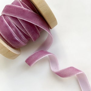 Mauve - muted violet velvet ribbon hand dyed for crafts valentine day decor handmade craft supplies wedding ribbon for wrapping -10 mm