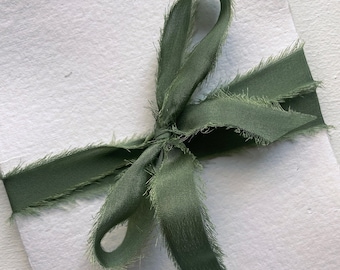 moss green ribbon,hand dyed,silk ribbon moss green,silk ribbon for wedding favors,bridal bouquet,wedding invitations,wedding stationery