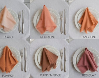 ORANGE fabric napkins,wedding napkins,wedding table decor,PEACH napkins,colored napkins,dinner napkins,event table setting,Eco-friendly