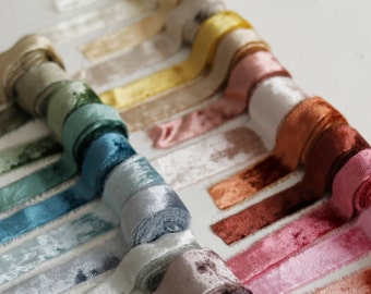 Hand dyed velvet ribbon,velvet ribbon by the yard,velvet ribbon for wedding bouquets invitations, flower arrangement,wedding decor-31 colors