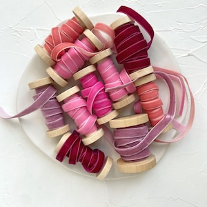 3/8&#39;&#39; soft velvet ribbon by yard berry hand dyed for crafts valentine day decor decor valentines handmade craft supplies wrapping - 10 mm