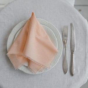 PEACH wedding napkins cotton napkins wedding table decor light orange wedding cotton dinner napkins raw edges napkins pale orange decor
