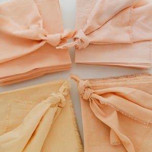 Peach Cloth Napkins Neutral Hand Dyed Napkins, Peach Wedding Decor,Boho Wedding Napkin Set,Rustic Dinner Napkins Wedding table Cloth Napkins