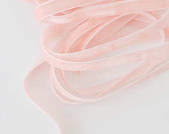 Blush pink  peach velvet ribbon 10 mm 3/8 inches-  hand dyed for crafts  wedding decor handmade craft supplies gift wrapping