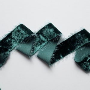 cinta de terciopelo verde esmeralda, boda verde esmeralda, cinta teñida a mano esmeralda - diferente ancho disponible, para invitación, votos de boda, ramos