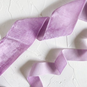 ORCHID cinta de terciopelo boda cinta teñida a mano para decoración cinta de lavanda para envolver, artesanías, proyectos de bricolaje, cinta de ramo - tamaño de 2'' y 1''