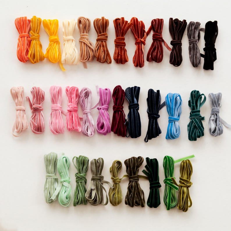 1/4 Inch Hand Dyed Velvet Ribbon, Ribbon for Gift Wrapping, Velvet Bows ...