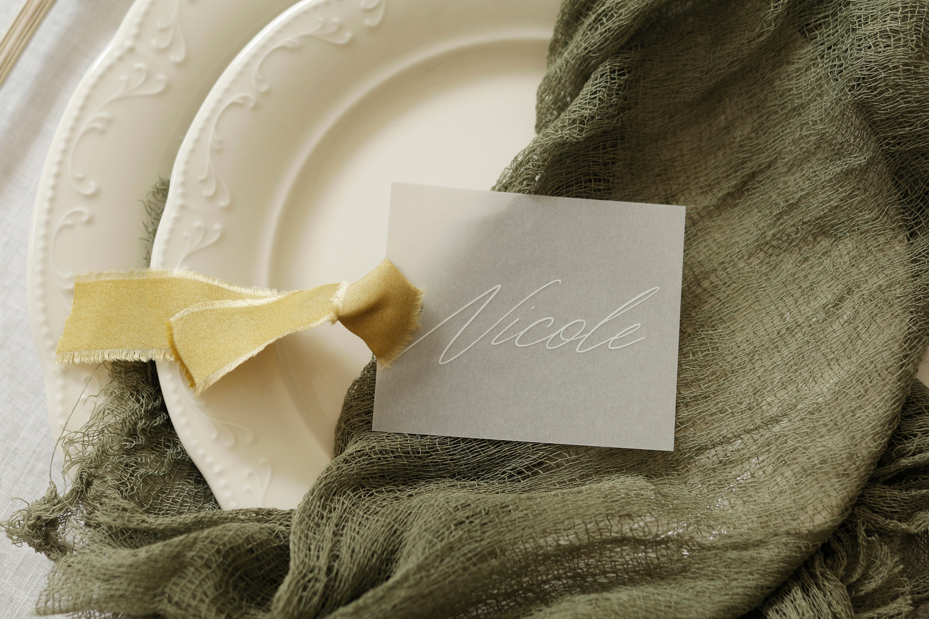 Vellum place cards wedding place cardsplace cards with silk Etsy