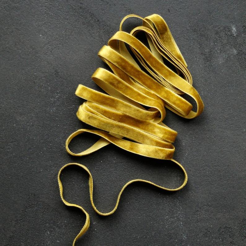 Golden Velvet Ribbon Finished Edge, 1/2''yellow Ribbon, Bridal Bouquet ...