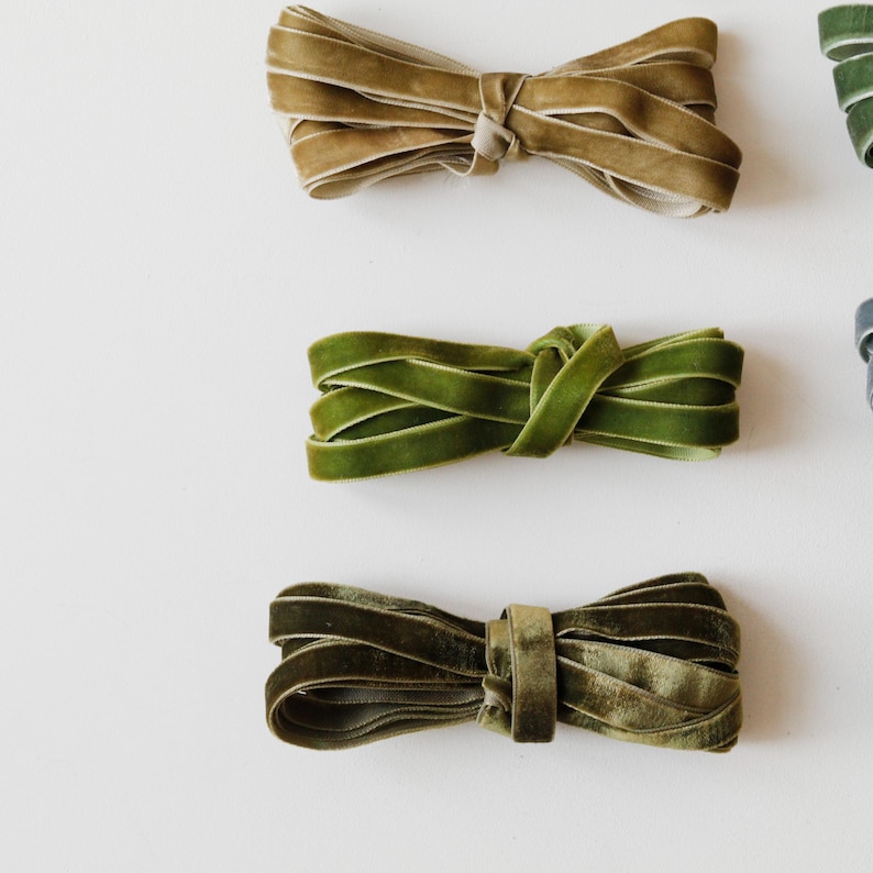 Green Velvet Ribbon by Yard : 10 Mm Ribbon for Decor - Etsy