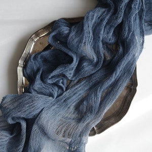 hand dyed gauze table runner,table centerpiece,deep blue table runner,drape fabric,hand dyed,blue wedding table runner,wedding decor