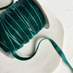 Smaragdgroen groen fluwelen lint 10 mm 3/8 met de hand geverfd voor ambachten kerstdecor handgemaakte ambachtelijke benodigdheden cadeauverpakking