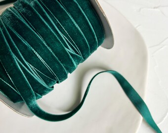 Smaragdgroen groen fluwelen lint 10 mm 3/8 met de hand geverfd voor ambachten kerstdecor handgemaakte ambachtelijke benodigdheden cadeauverpakking