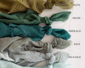 Green Gauze Napkins for Table Decor - Cheesecloth Dinner Napkin for Rustic Wedding
