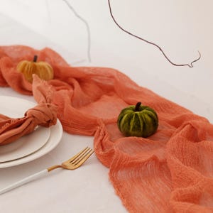 terracotta cheesecloth runner - table runners - gauze wedding runner -rustic wedding- decor for tables- rustic fall decorations