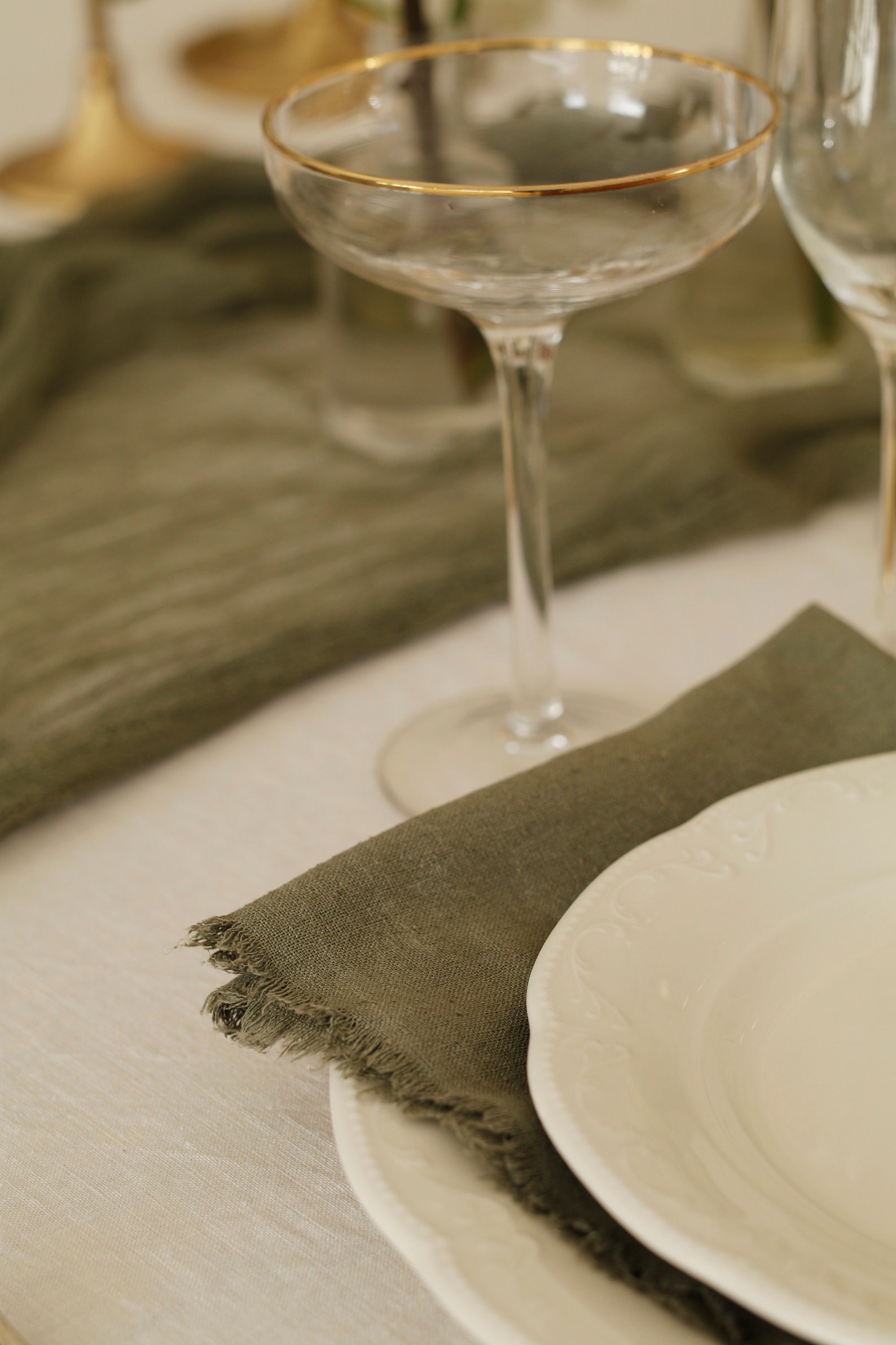 Dark Sage Green Gauze Table Runnergauze Table Etsy