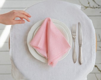 ANGEL PINK wedding napkins cotton napkins wedding table decor pink blush wedding cotton dinner napkins raw edges napkins rose pink decor