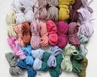 Hand-Dyed Recycled Cotton Ribbon Yarn, Macrame Weaving Supplies, Boho Crafts
