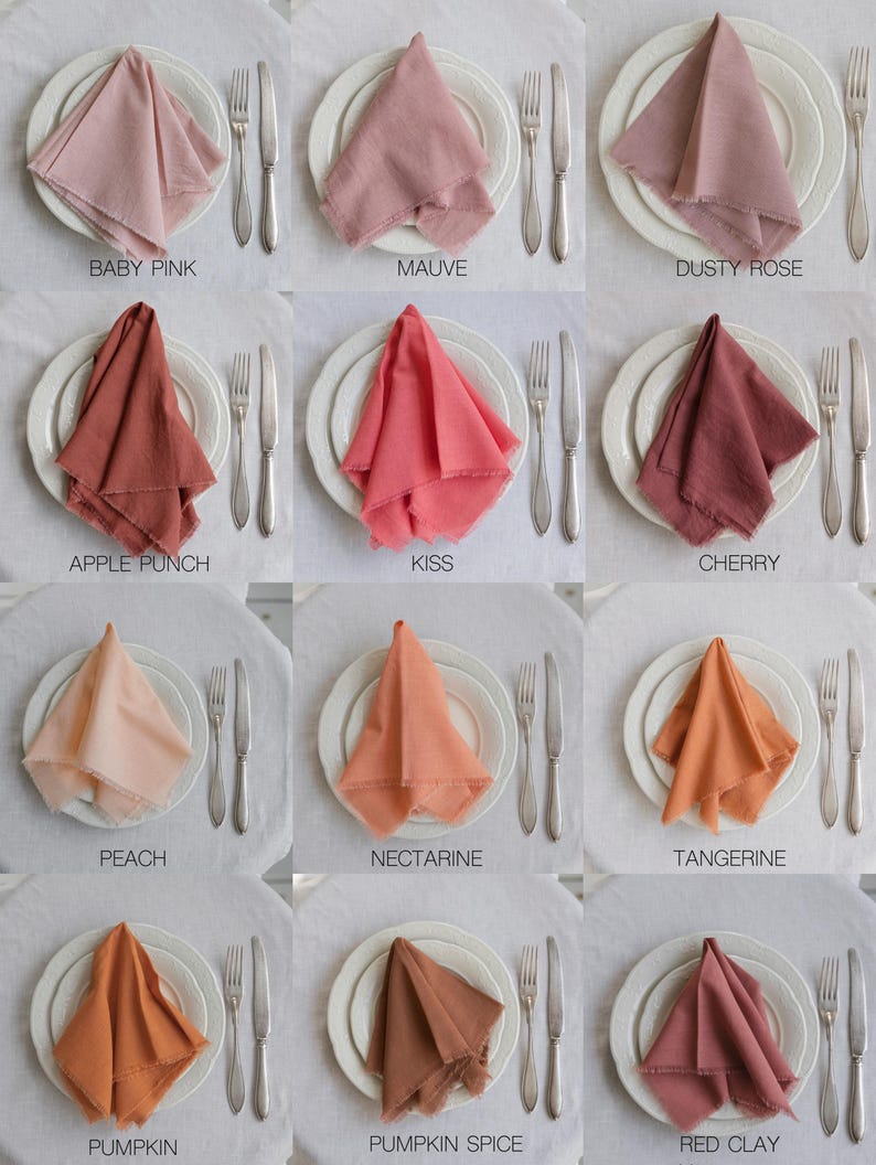 Soft cotton cloth napkins with frayed edges for elegant table settings