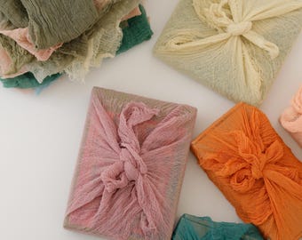 Furoshiki Gift Wrap Sets : Reusable Gauze Fabric Wrapping Cloth for Eco-Friendly Gifts