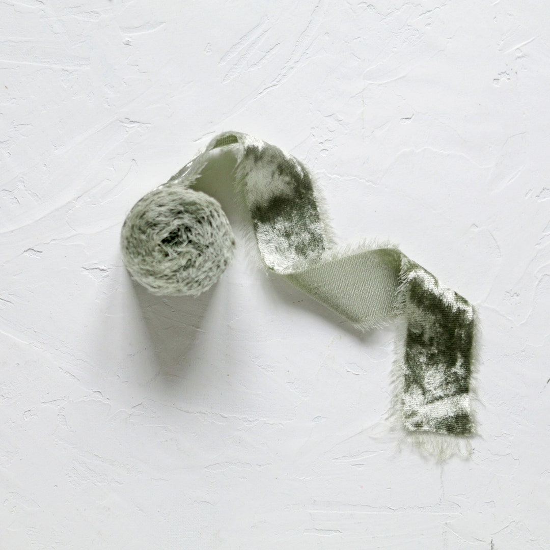 Sage Velvet Ribbon, Sage Wedding Decor, Silk Velvet Ribbon,sage Green