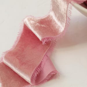 PEONIA - nastro di velluto sfilacciato tagliato su misura - nastro di velluto rosa per bouquet da sposa, inviti, nastro di velluto rosa - larghezza da 1/2 a 4 pollici