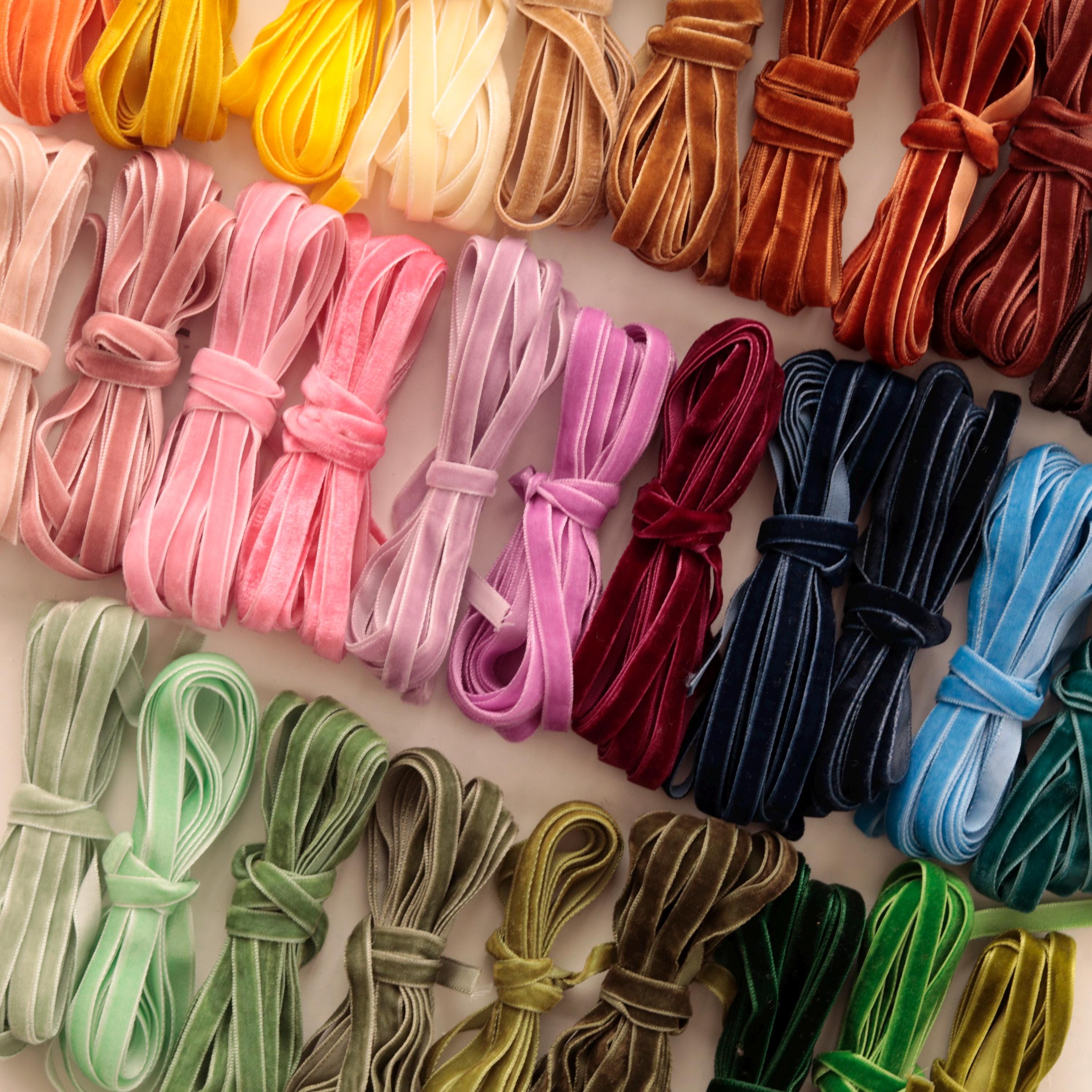 1/4 Inch Hand Dyed Velvet Ribbon, Ribbon for Gift Wrapping, Velvet Bows ...