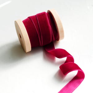 Berry Velvet Ribbon by yard : 15 mm Hand Dyed ribbon for Christmas Crafts and Gift Wrapping