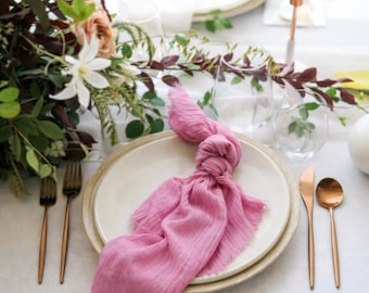 Cloth Napkins for Wedding Bulk, Pink Cheesecloth Napkin
