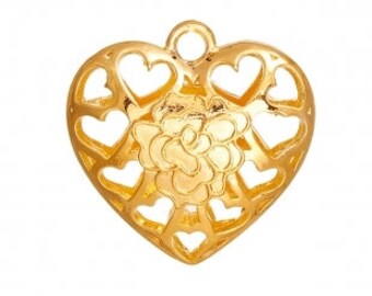 1 Heart Gold Plated Filigree Pendant