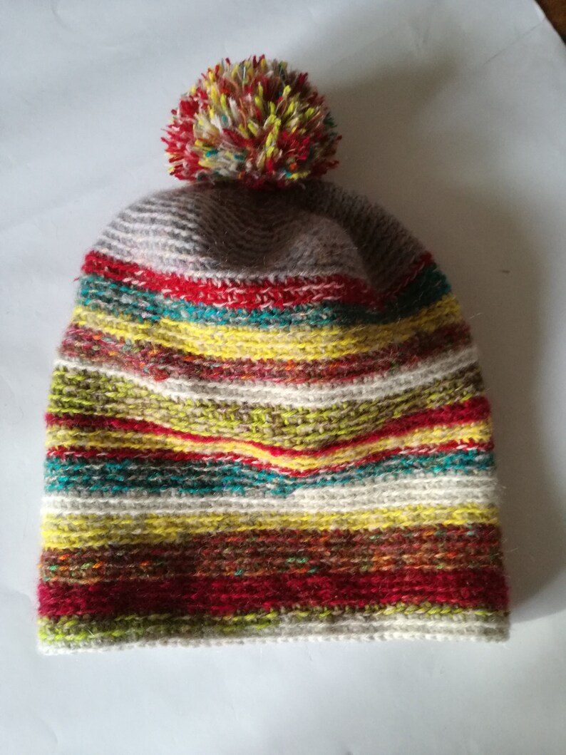 Handmade,Winter cap a multicolored for woman a birthday warm wool yarn.