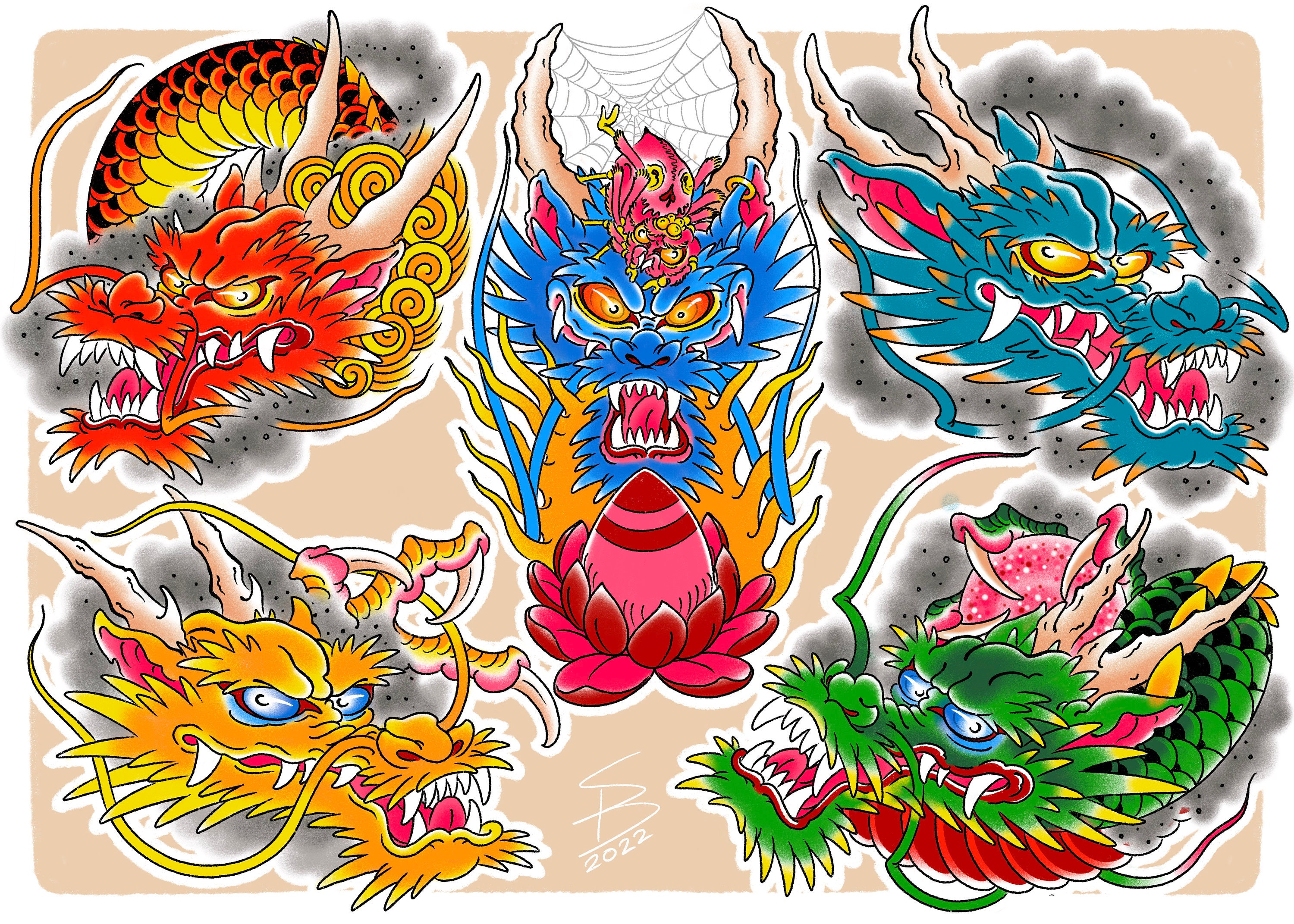 Japanese Dragon Procreate Stamp Kit - Etsy
