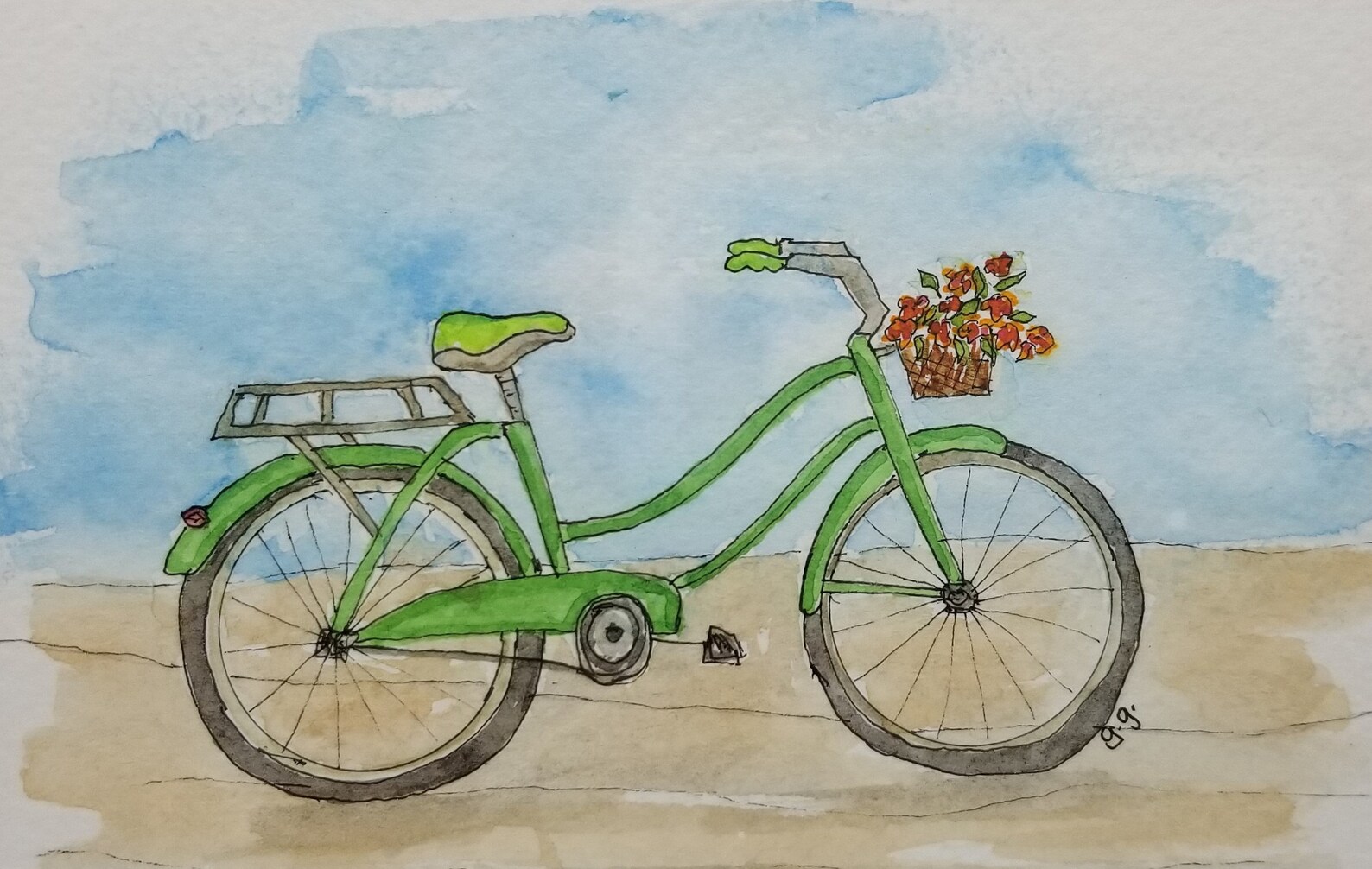 bicycle watercolor painting
