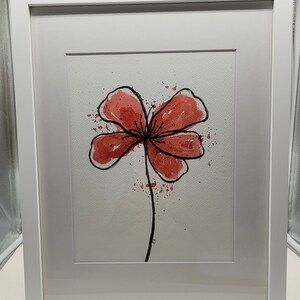 Red Daisy  Original Watercolor Painting